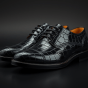 Black Patent Leather Crocodile Skin&nbsp;Shoes.